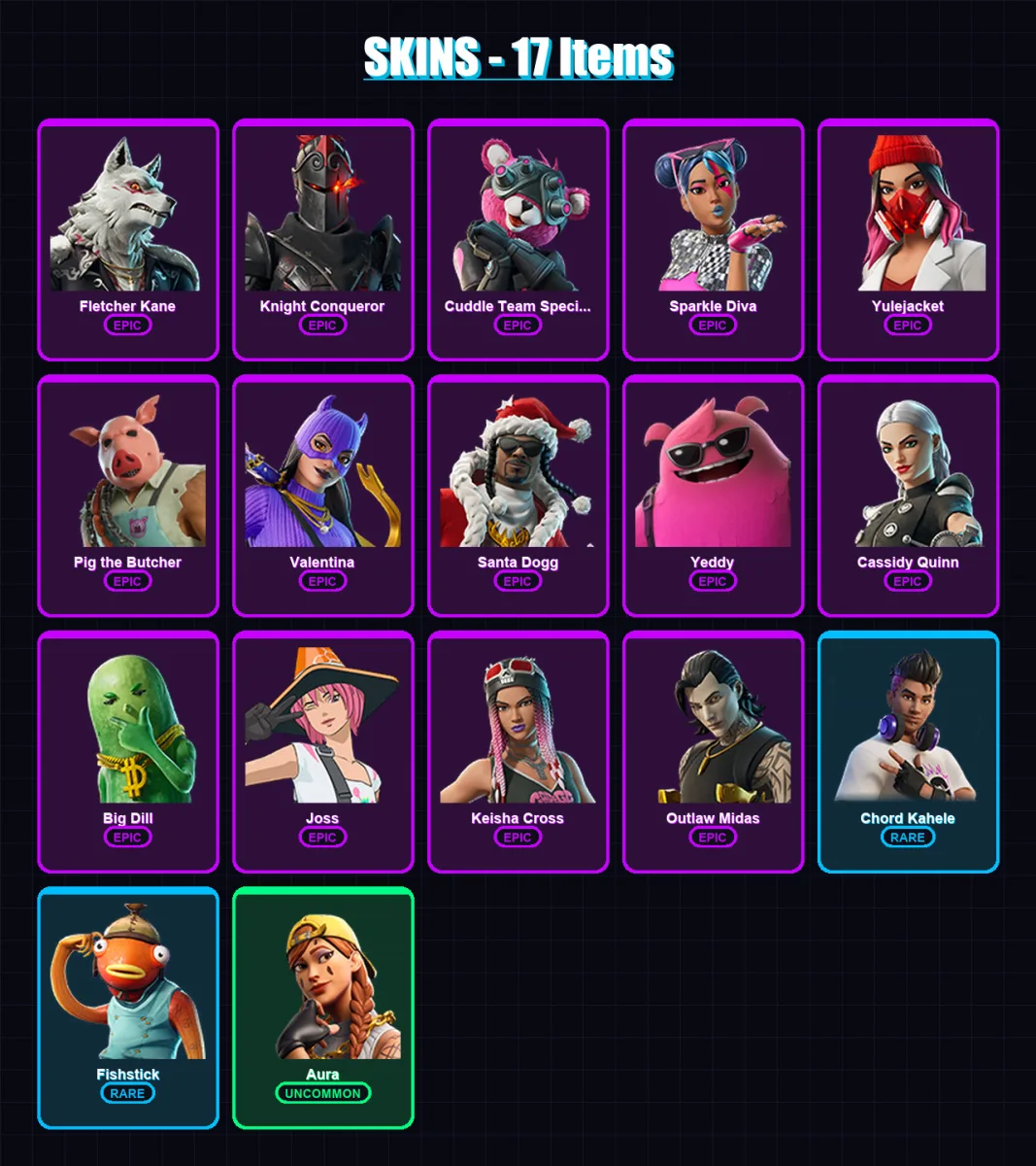 [PC/XBOX] | Fletcher Kane | Knight Conqueror | Cuddle Team Specialist | 17 skin | Lv208