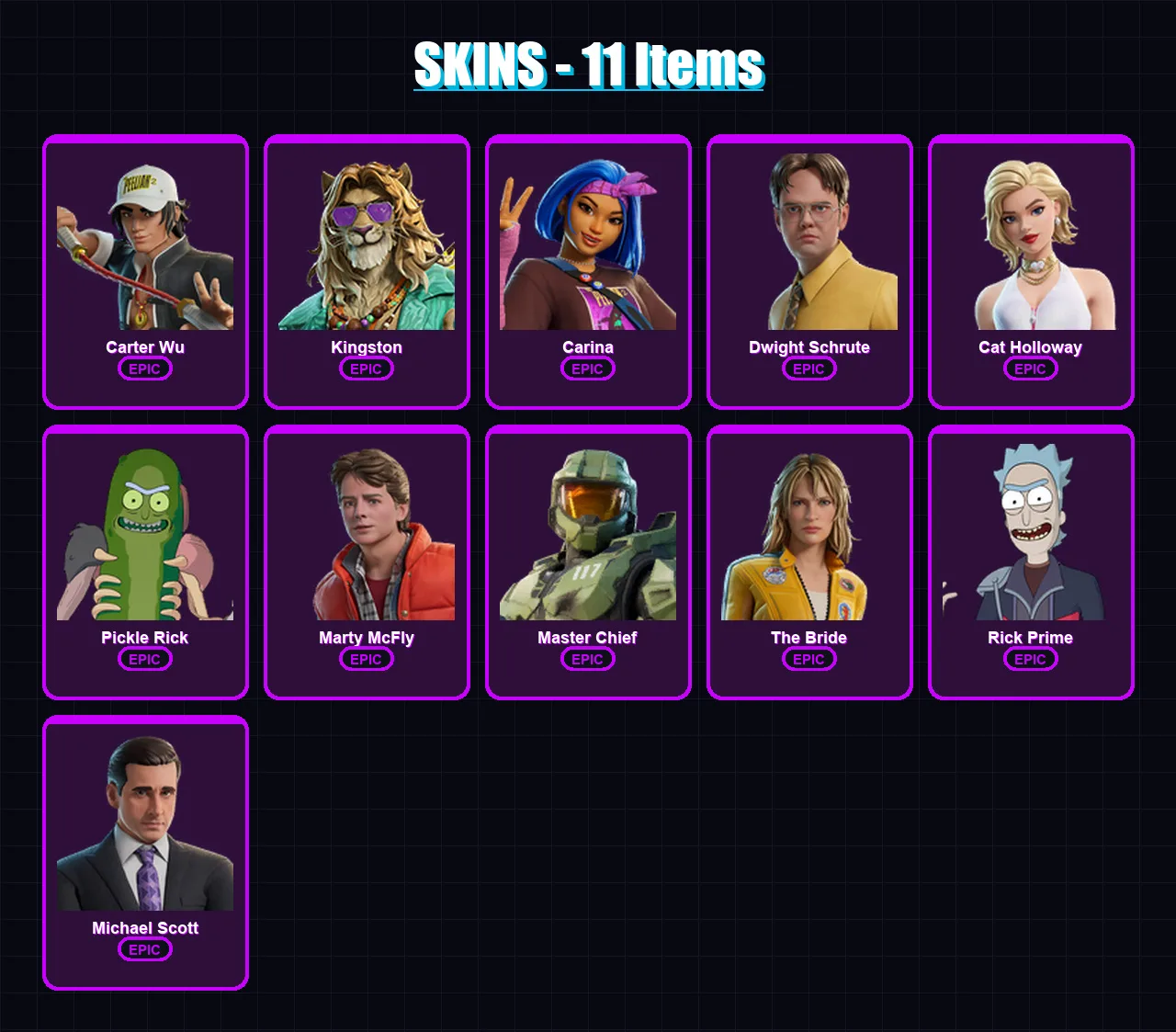 [PC/XBOX/PSN] | Carter Wu | Kingston | Carina | Dwight Schrute | Cat Holloway | 11 skin | 27 pickaxe | 20 emote | 18 glider | Lv190 — Fortnite account