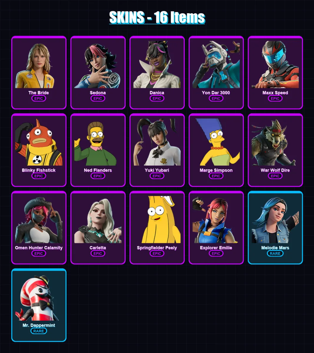 [PC/PSN] | The Bride | Sedona | Danica | Yon Dar 3000 | Maxx Speed | 16 skin | 17 pickaxe | 14 emote | 12 glider | Lv75