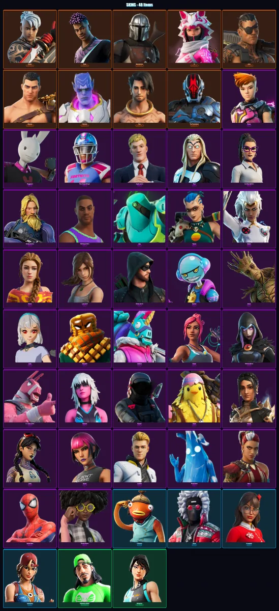 [PS4/PS5/XBOX/PC] | Ronin | Fade | Mandalorian | Vi | Joey | 48 skin | 53 pickaxe | 60 emote | 45 glider | Lv695