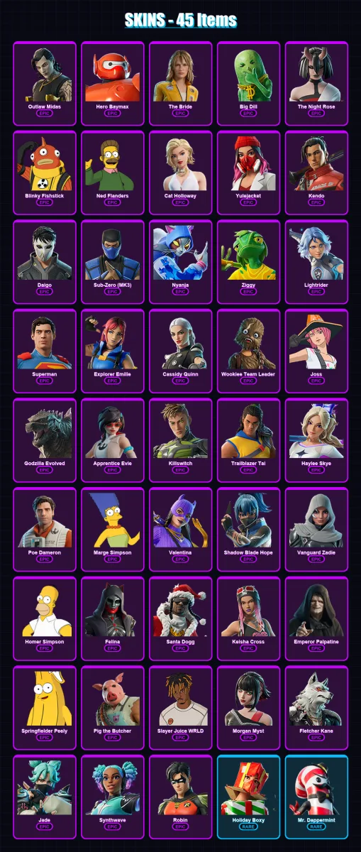 [PC/XBOX/PSN] | Outlaw Midas | Hero Baymax | The Bride | Big Dill | The Night Rose | 45 skin | 99 pickaxe | 58 emote | 68 glider | Lv1439 — Fortnite account