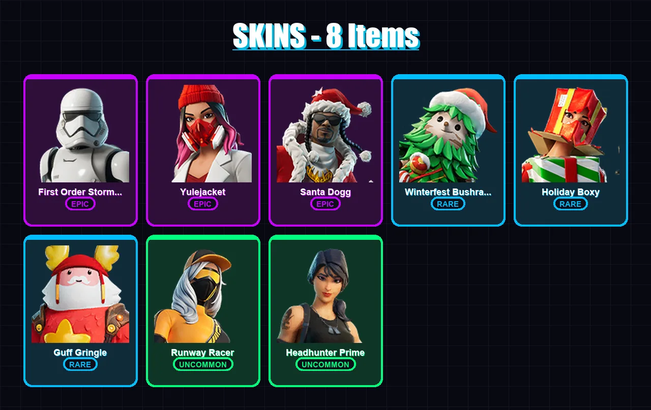[PC/XBOX/PSN] | First Order Stormtrooper | Yulejacket | Santa Dogg | 8 skin | Lv369