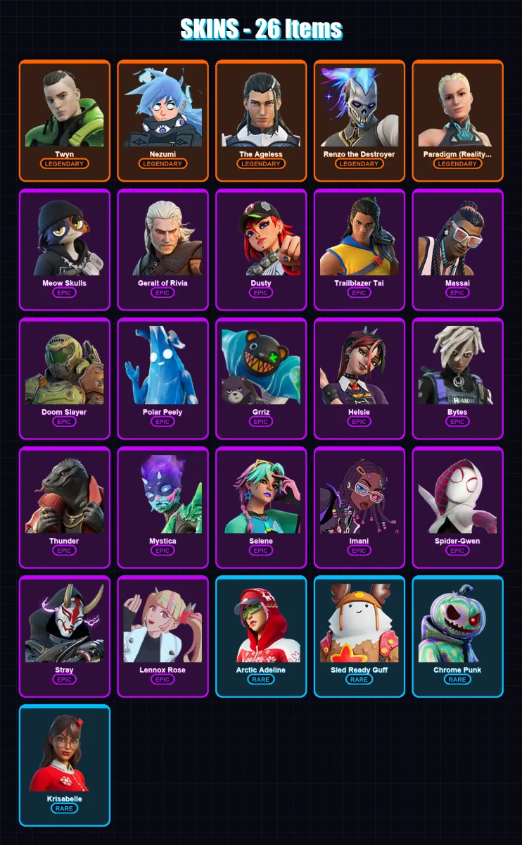 [SWITCH/XBOX/PSN/PC] | Twyn | Nezumi | The Ageless | 26 skin | Lv697