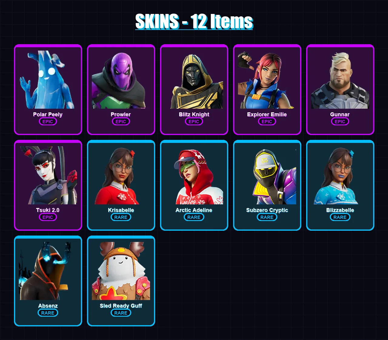 [PS4/PS5/XBOX/PC] | Polar Peely | Prowler | Blitz Knight | Explorer Emilie | Gunnar | 12 skin | 28 pickaxe | 15 emote | 22 glider | Lv358