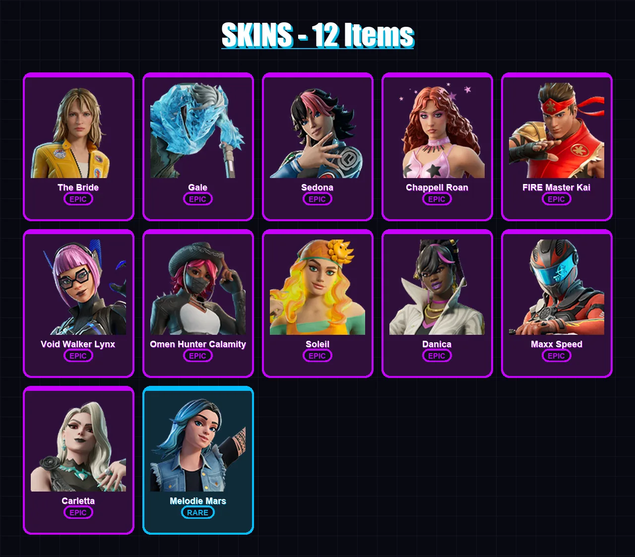 [PC/PSN] | The Bride | Gale | Sedona | Chappell Roan | FIRE Master Kai | 12 skin | 8 pickaxe | 4 emote | 4 glider | Lv19