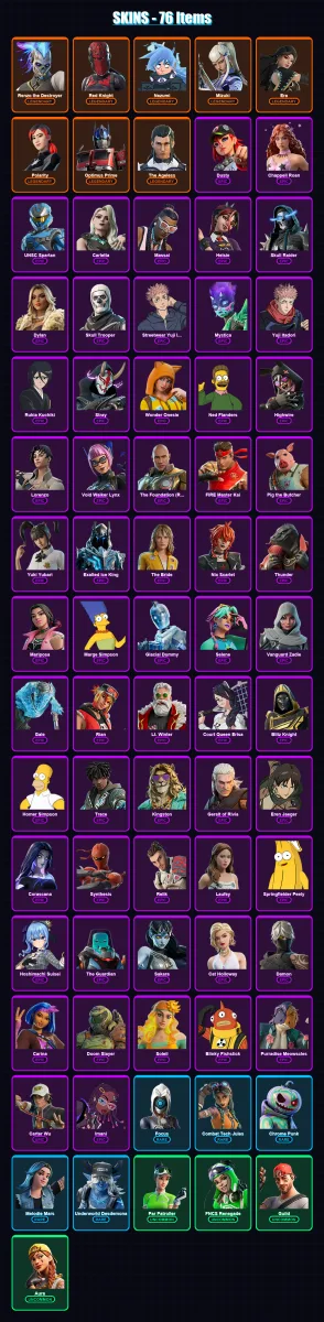 [PC/XBOX/PSN] | Renzo the Destroyer | Red Knight | Nezumi | Mizuki | Era | 76 skin | 119 pickaxe | 76 emote | 83 glider | Lv1614