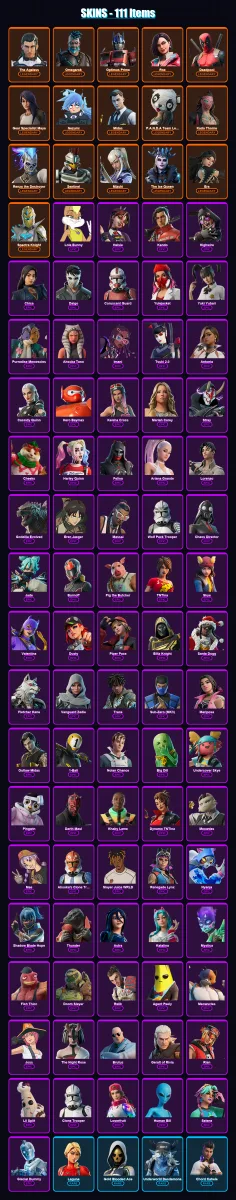 [PS4/PS5/PC] | The Ageless | Omegarok | Optimus Prime | Rox | Deadpool | 111 skin | 152 pickaxe | 110 emote | 119 glider | Lv1782