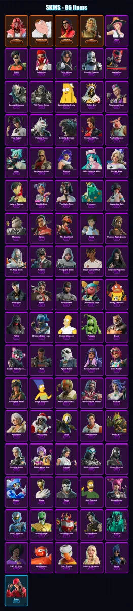 [PS4/PS5/XBOX/PC] | Valeria | Peter Griffin | Joltara | Zeus | Joss | 86 skin | 139 pickaxe | 94 emote | 87 glider | Lv1202