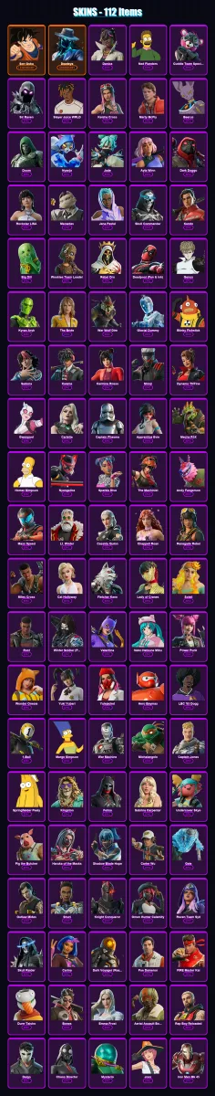 [PC/XBOX/PSN] | Son Goku | Deadeye | Danica | Ned Flanders | Cuddle Team Specialist | 112 skin | 146 pickaxe | 128 emote | 82 glider | Lv1016