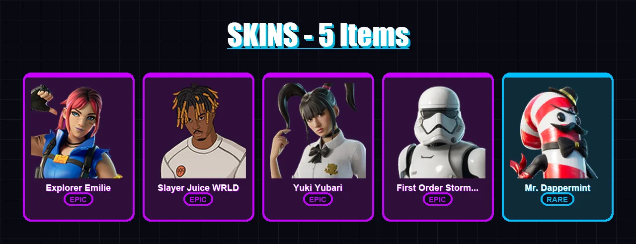 [PC/PSN] | Explorer Emilie | Slayer Juice WRLD | Yuki Yubari | 5 skin | Lv277