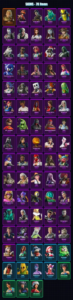 [PC/PSN] | Zeus | The Machinist | Outlaw Midas | Poseidon | Peelverine | 78 skin | 95 pickaxe | 114 emote | 64 glider | Lv941