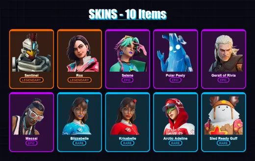 [PC/XBOX] | Sentinel | Rox | Selene | Polar Peely | Geralt of Rivia | 10 skin | 15 pickaxe | 23 emote | 16 glider | Lv192 — Game account