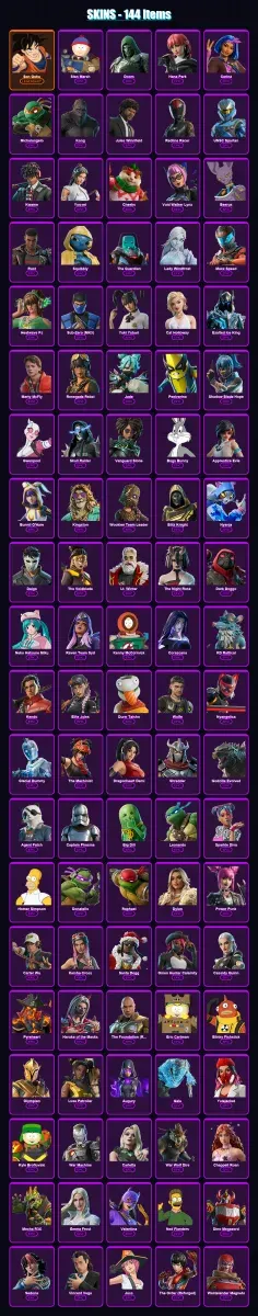 [PS4/PS5/PC] | Son Goku | Stan Marsh | Doom | Hana Park | Carina | 144 skin | 177 pickaxe | 117 emote | 91 glider | Lv706 — Game account