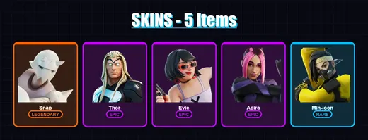 [PC/PSN] | Snap | Thor | Evie | Adira | Min-joon | 5 skin | 14 pickaxe | 8 emote | 14 glider | Lv278