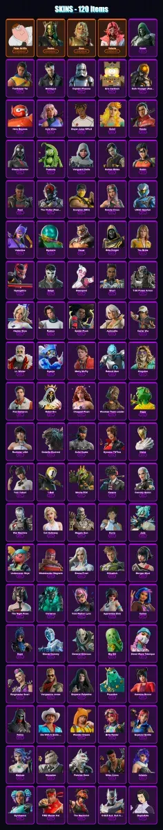 [PC] | Peter Griffin | Hades | Zeus | Valeria | Doom | 120 skin | 201 pickaxe | 152 emote | 140 glider | Lv3112 — Game account