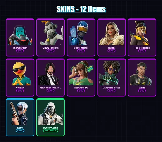 [PS4/PS5/XBOX/PC] | The Guardian | GHOST Monks | Mogul Master | Dylan | The Voidblade | 12 skin | 19 pickaxe | 13 emote | 14 glider | Lv267 — Game account