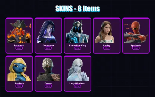 [PS4/PS5/XBOX/PC] | Pyreheart | Corascana | Exalted Ice King | Laufey | Synthesis | 8 skin | 18 pickaxe | 8 emote | 16 glider | Lv92