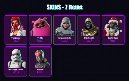 [PC/XBOX/PSN] | Yulejacket | Yeddy | Vanguard Zadie | Blitz Knight | Santa Dogg | 7 skin | 37 pickaxe | 11 emote | 24 glider | Lv249