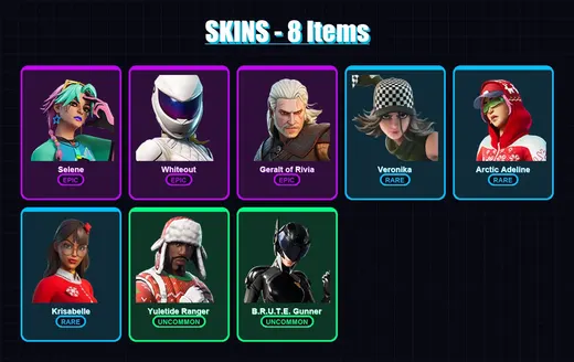 [PC/PSN] | Selene | Whiteout | Geralt of Rivia | Veronika | Arctic Adeline | 8 skin | 11 pickaxe | 7 emote | 7 glider | Lv51