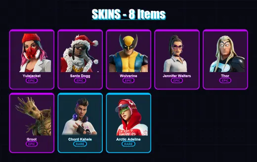 [PC/XBOX/PSN] | Yulejacket | Santa Dogg | Wolverine | Jennifer Walters | Thor | 8 skin | 16 pickaxe | 15 emote | 16 glider | Lv218 — Game account