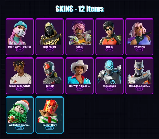 [PC/XBOX/PSN] | Street Wave Teknique | Blitz Knight | Sonia | Robin | Ayla Winn | 12 skin | 15 pickaxe | 7 emote | 12 glider | Lv60 — Game account