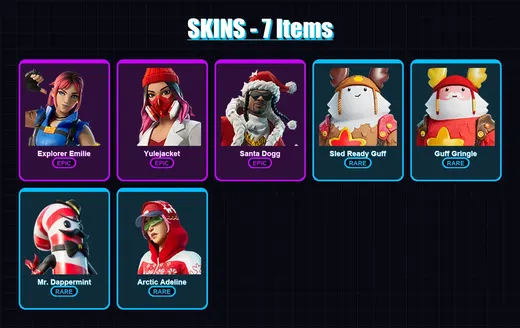 [PC/XBOX/PSN] | Explorer Emilie | Yulejacket | Santa Dogg | Sled Ready Guff | Guff Gringle | 7 skin | 13 pickaxe | 5 emote | 9 glider | Lv49