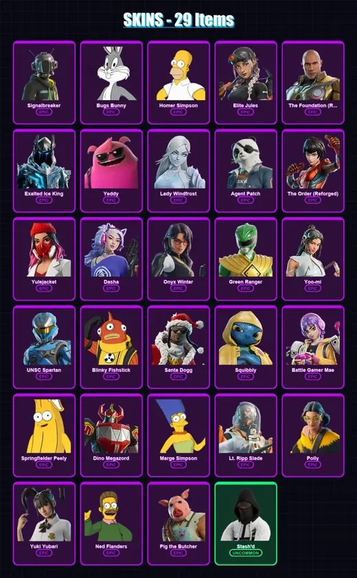 [PC/XBOX/PSN] | Signalbreaker | Bugs Bunny | Homer Simpson | 29 skin | Lv492