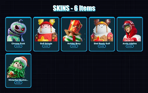 [PC/XBOX/PSN] | Chrome Punk | Guff Gringle | Holiday Boxy | Sled Ready Guff | Arctic Adeline | 6 skin | 10 pickaxe | 8 emote | 15 glider | Lv253
