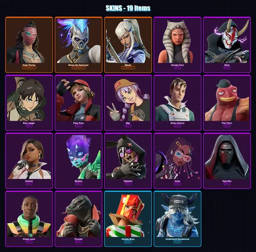 [PS4/PS5/PC] | Kado Thorne | Renzo the Destroyer | Mizuki | Ahsoka Tano | Stray | 19 skin | 37 pickaxe | 27 emote | 33 glider | Lv356 — Game account