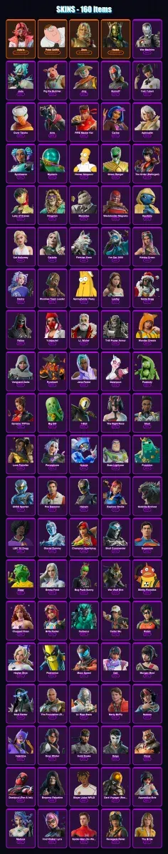 [PC/PSN] | Valeria | Peter Griffin | Zeus | Hades | War Machine | 160 skin | 216 pickaxe | 144 emote | 134 glider | Lv3188 — Game account