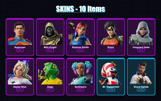 [PC/XBOX/PSN] | Superman | Blitz Knight | Explorer Emilie | Robin | Vanguard Zadie | 10 skin | 39 pickaxe | 16 emote | 34 glider | Lv475 — Game account