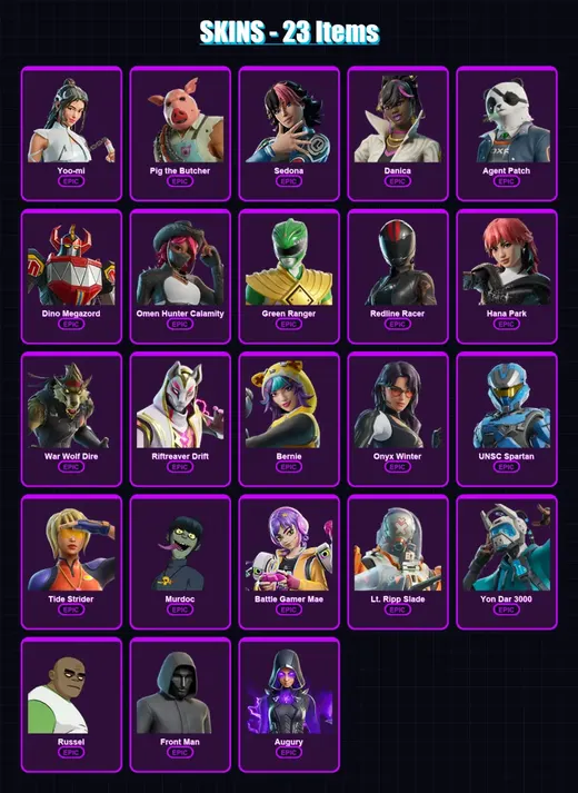 [PS4/PS5/XBOX/PC] | Yoo-mi | Pig the Butcher | Sedona | Danica | Agent Patch | 23 skin | 55 pickaxe | 34 emote | 30 glider | Lv365 — Game account