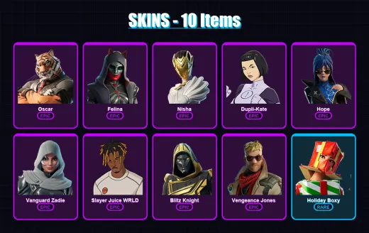 [PC/XBOX/PSN] | Oscar | Felina | Nisha | Dupli-Kate | Hope | 10 skin | 47 pickaxe | 16 emote | 31 glider | Lv533