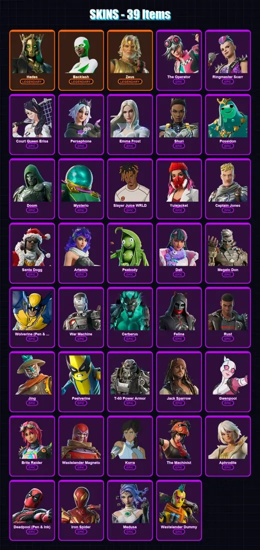 [SWITCH/XBOX/PSN/PC] | Hades | Backlash | Zeus | The Operator | Ringmaster Scarr | 39 skin | 72 pickaxe | 58 emote | 47 glider | Lv970 — Game account