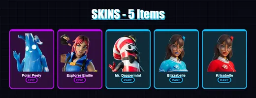 [PC/XBOX/PSN] | Polar Peely | Explorer Emilie | Mr. Dappermint | Blizzabelle | Krisabelle | 5 skin | 5 pickaxe | 4 emote | 7 glider | Lv41 — Game account