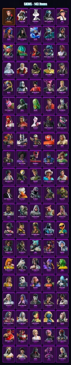 [PS4/PS5/XBOX/PC] | Polarity | Santa Dogg | Bugs Bunny | Skull Commander | Joss | 143 skin | 213 pickaxe | 134 emote | 125 glider | Lv2435 — Game account