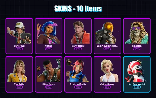 [PC/XBOX/PSN] | Carter Wu | Carina | Marty McFly | Dark Voyager (Reality Redacted) | Kingston | 10 skin | 19 pickaxe | 14 emote | 15 glider | Lv104 — Game account