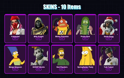 [PC/XBOX/PSN] | Yulejacket | Blitz Knight | Blinky Fishstick | Pickle Rick | Santa Dogg | 10 skin | 39 pickaxe | 13 emote | 20 glider | Lv313