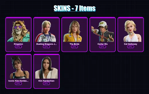 [PC/XBOX/PSN] | Kingston | Dueling Dragons Jackie | The Bride | Carter Wu | Cat Holloway | 7 skin | 18 pickaxe | 16 emote | 15 glider | Lv129