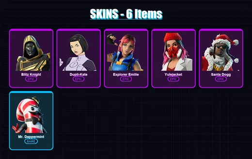 [PC/XBOX/PSN] | Blitz Knight | Dupli-Kate | Explorer Emilie | Yulejacket | Santa Dogg | 6 skin | 38 pickaxe | 14 emote | 21 glider | Lv316
