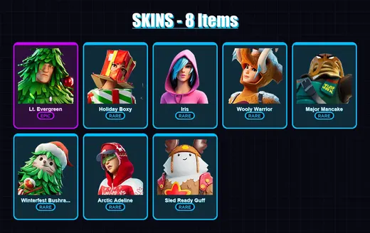 [PC/PSN] | Lt. Evergreen | Holiday Boxy | Iris | Wooly Warrior | Major Mancake | 8 skin | 7 pickaxe | 9 emote | 7 glider | Lv68