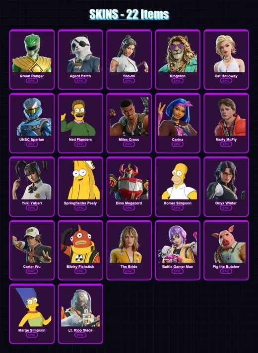 [PC/XBOX/PSN] | Green Ranger | Agent Patch | Yoo-mi | Kingston | Cat Holloway | 22 skin | 33 pickaxe | 26 emote | 26 glider | Lv432 — Game account