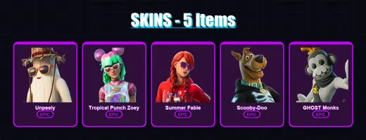 [PC/XBOX/PSN] | Unpeely | Tropical Punch Zoey | Summer Fable | Scooby-Doo | GHOST Monks | 5 skin | 14 pickaxe | 8 emote | 12 glider | Lv110
