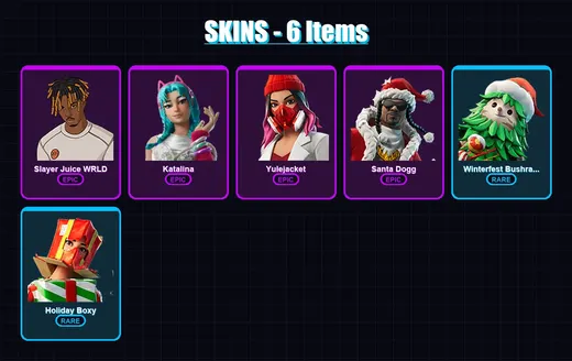 [PC/PSN] | Slayer Juice WRLD | Katalina | Yulejacket | Santa Dogg | Winterfest Bushranger | 6 skin | 20 pickaxe | 9 emote | 13 glider | Lv153 — Game account