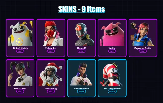 [PC/XBOX/PSN] | Kickoff Yeddy | Yulejacket | Burnoff | Yeddy | Explorer Emilie | 9 skin | 39 pickaxe | 16 emote | 22 glider | Lv297