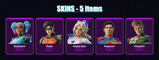 [PC/XBOX/PSN] | Synthwave | Robin | Haylee Skye | Superman | Killswitch | 5 skin | 8 pickaxe | 7 emote | 8 glider | Lv71 — Game account