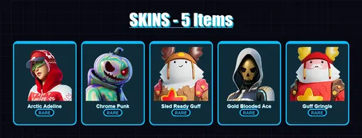 [PC/XBOX/PSN] | Arctic Adeline | Chrome Punk | Sled Ready Guff | Gold Blooded Ace | Guff Gringle | 5 skin | 13 pickaxe | 18 emote | 17 glider | Lv54