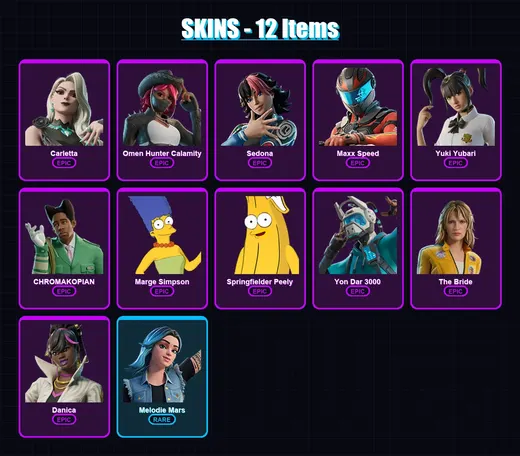 [PC/XBOX/PSN] | Carletta | Omen Hunter Calamity | Sedona | Maxx Speed | Yuki Yubari | 12 skin | 16 pickaxe | 12 emote | 7 glider | Lv61 — Game account