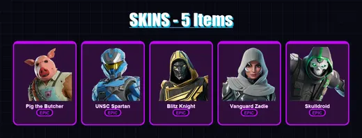 [PC/XBOX] | Pig the Butcher | UNSC Spartan | Blitz Knight | Vanguard Zadie | Skulldroid | 5 skin | 70 pickaxe | 34 emote | 53 glider | Lv926 — Game account