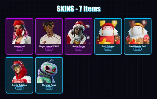 [PC/XBOX/PSN] | Yulejacket | Slayer Juice WRLD | Santa Dogg | Guff Gringle | Sled Ready Guff | 7 skin | 24 pickaxe | 12 emote | 20 glider | Lv415 — Game account